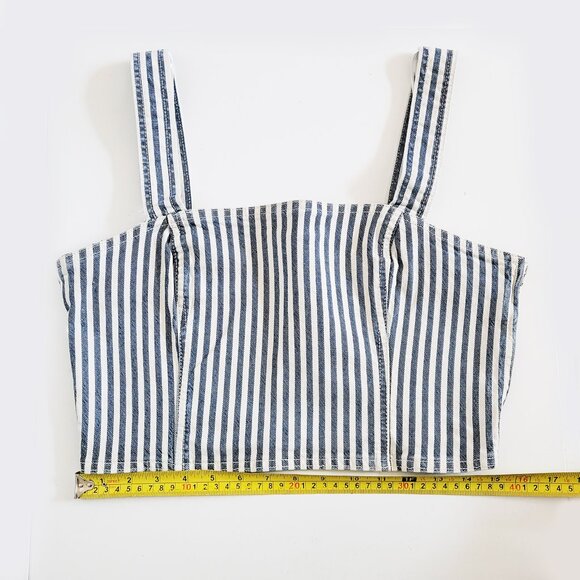 SOLD Zara Striped Denim Cropped Buster Top NWOT - Size X-Large - Picture 9 of 9